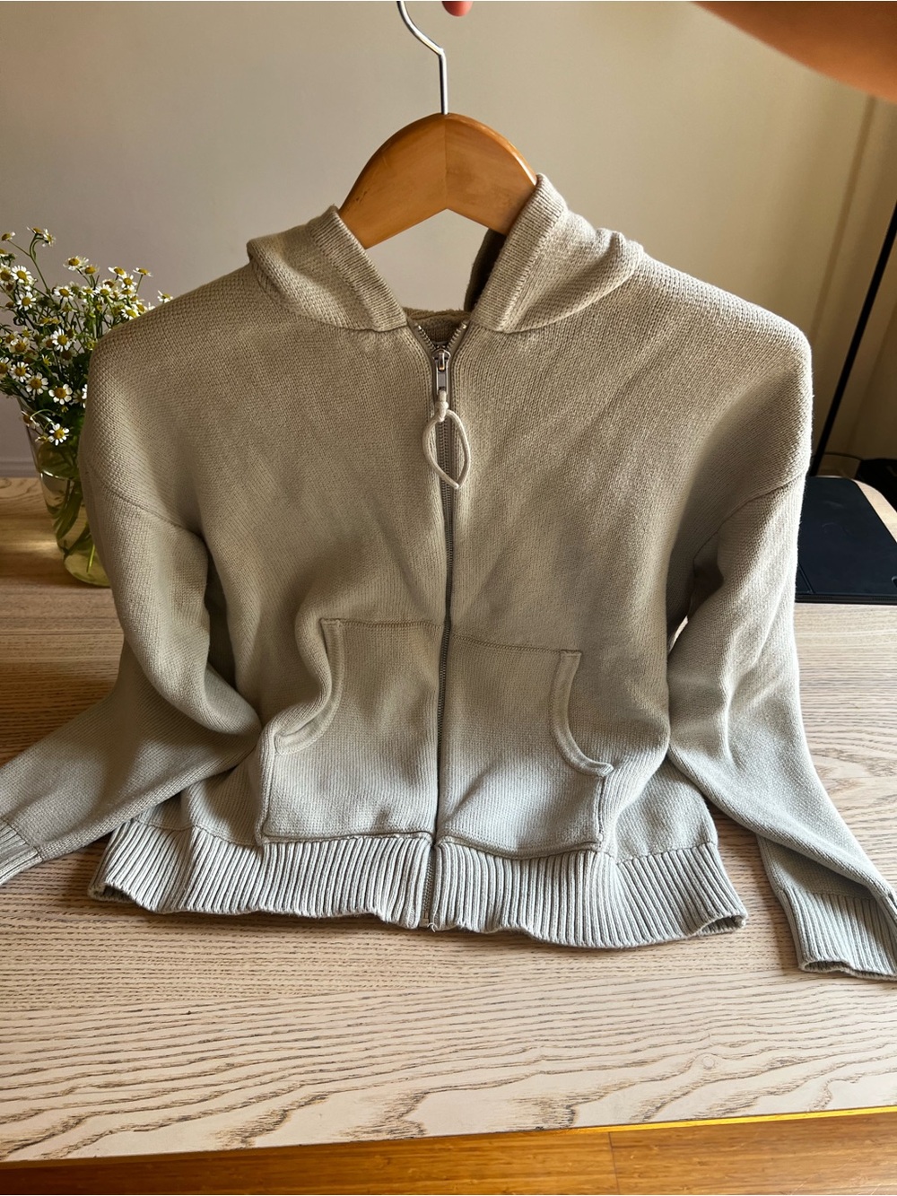 Zara Light Cream Zip Hoodie